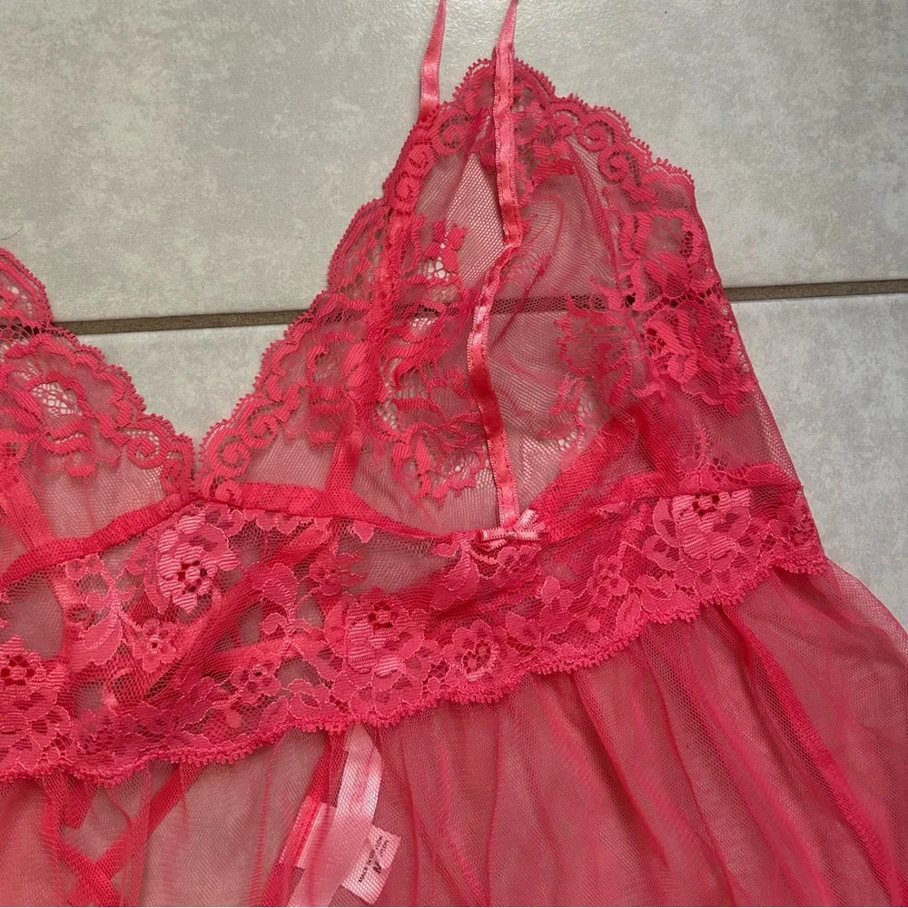 Victoria’s Secret Pink Lace Babydoll Lingerie - Picture 4 of 9